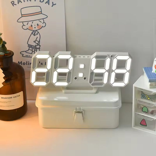 3D LED Digital Alarm Clock Three dimensional Wall Clock Hanging Watch Table Calendar Thermometer Electronic Clock Furnishings