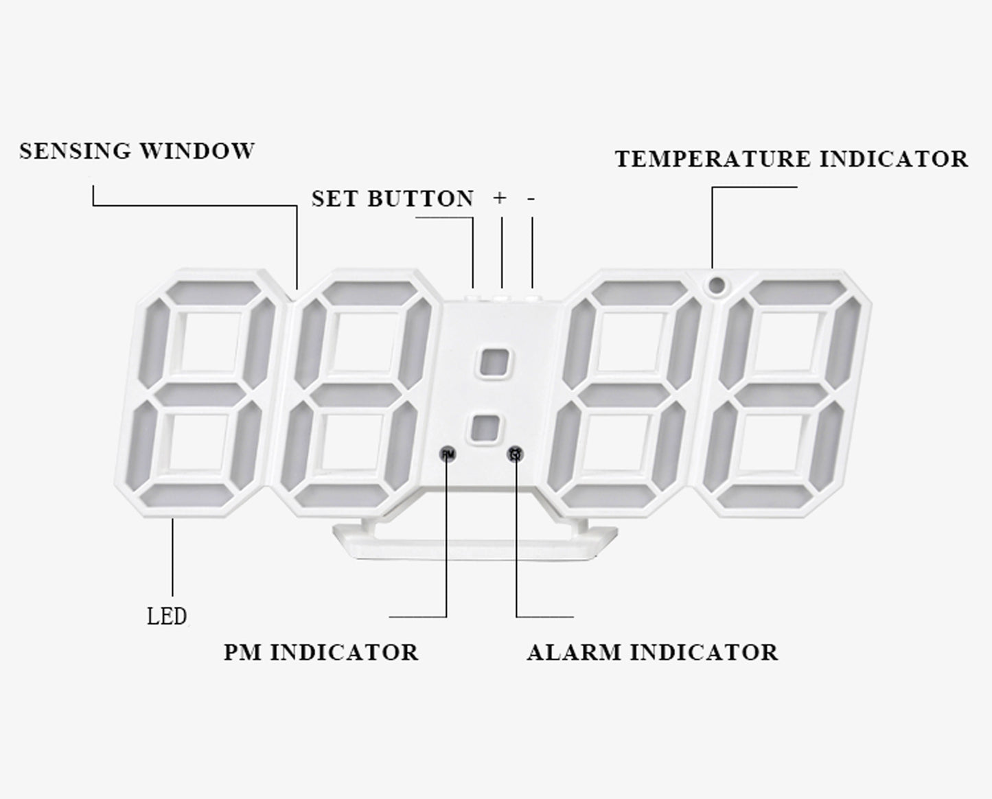 3D LED Digital Alarm Clock Three dimensional Wall Clock Hanging Watch Table Calendar Thermometer Electronic Clock Furnishings